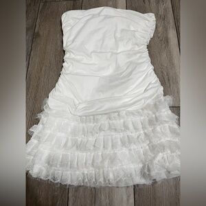 white ruffle mini dress !!